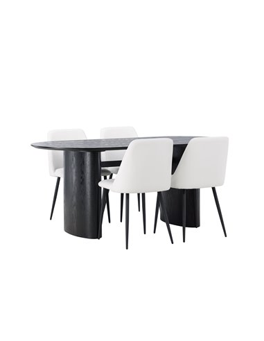 Matgrupp Isolde med Night matstolar, 180 × 90 cm