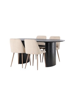 Matgrupp Isolde med Night matstolar, 180 × 90 cm 2