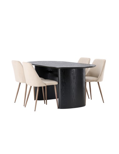 Matgrupp Isolde med Night matstolar, 180 × 90 cm