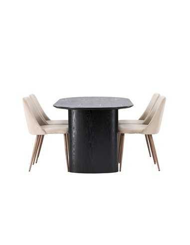 Matgrupp Isolde med Night matstolar, 180 × 90 cm