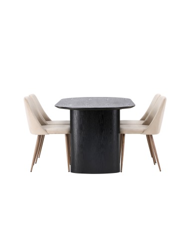 Matgrupp Isolde med Night matstolar, 180 × 90 cm