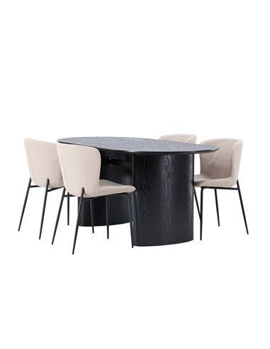 Matgrupp Isolde med Modesto matstolar, 180 × 90 cm