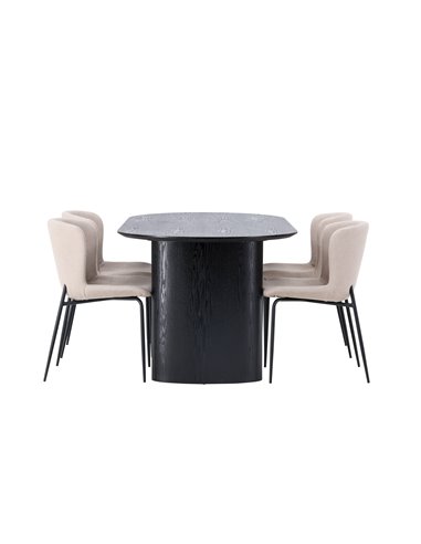 Matgrupp Isolde med Modesto matstolar, 180 × 90 cm