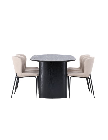 Matgrupp Isolde med Modesto matstolar, 180 × 90 cm