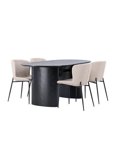 Matgrupp Isolde med Modesto matstolar, 180 × 90 cm