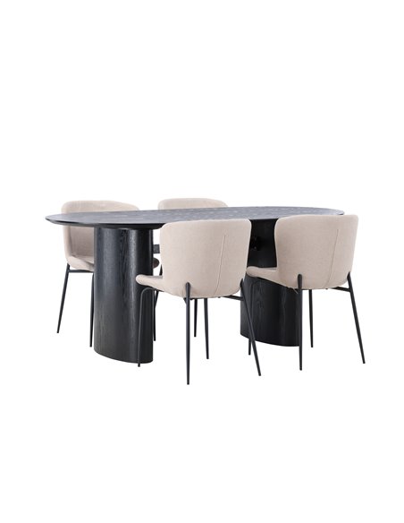 Matgrupp Isolde med Modesto matstolar, 180 × 90 cm