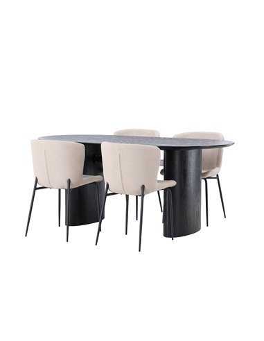 Matgrupp Isolde med Modesto matstolar, 180 × 90 cm