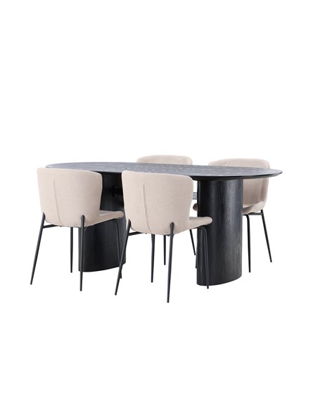 Matgrupp Isolde med Modesto matstolar, 180 × 90 cm