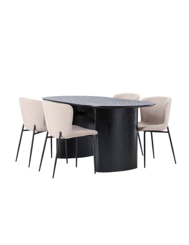 Matgrupp Isolde med Modesto matstolar, 180 × 90 cm