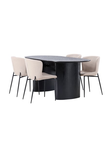 Matgrupp Isolde med Modesto matstolar, 180 × 90 cm
