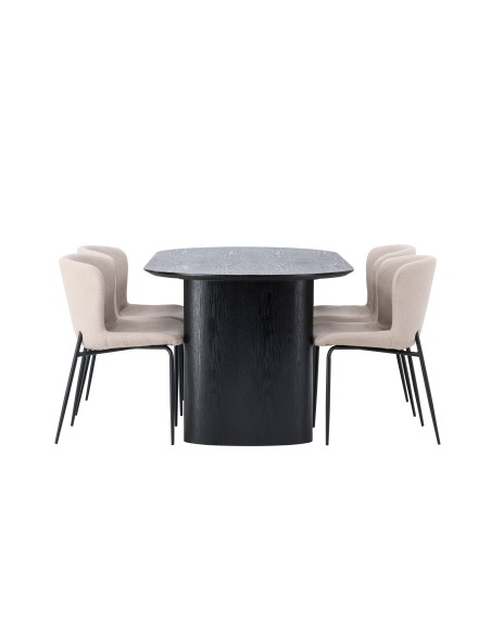 Matgrupp Isolde med Modesto matstolar, 180 × 90 cm