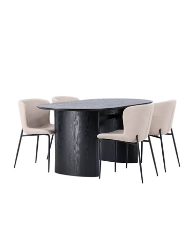 Matgrupp Isolde med Modesto matstolar, 180 × 90 cm