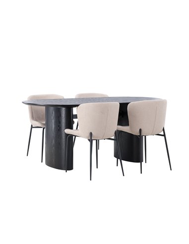 Matgrupp Isolde med Modesto matstolar, 180 × 90 cm