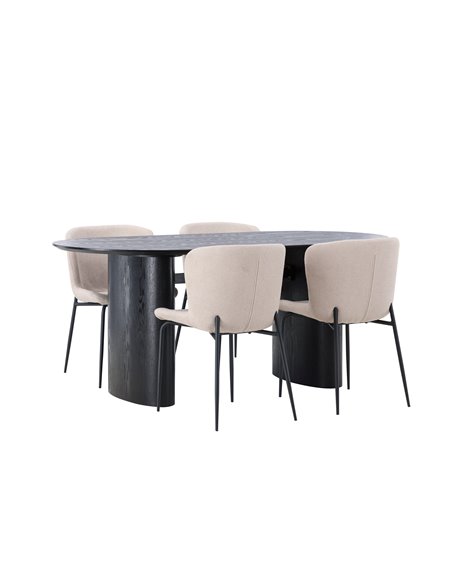 Matgrupp Isolde med Modesto matstolar, 180 × 90 cm