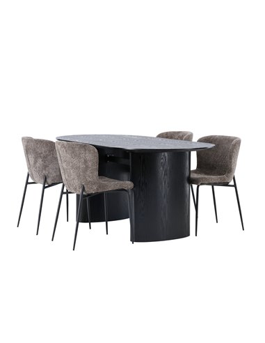 Matgrupp Isolde med Modesto matstolar, 180 × 90 cm