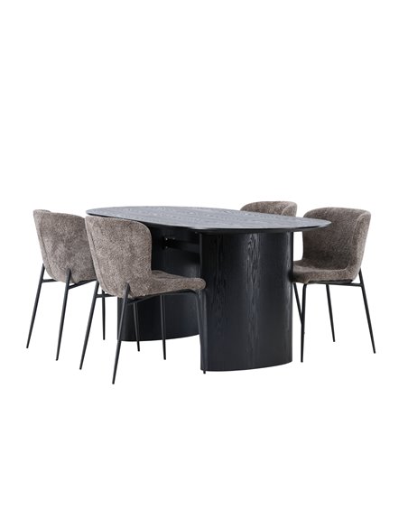 Matgrupp Isolde med Modesto matstolar, 180 × 90 cm