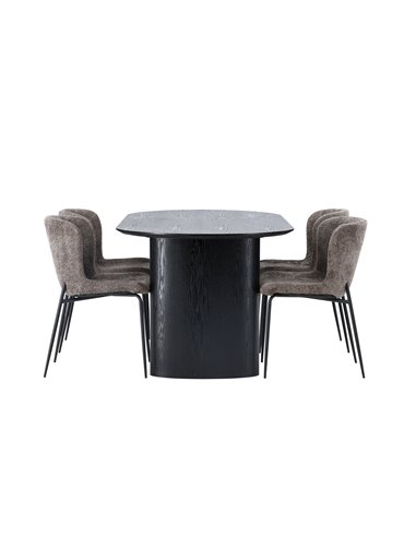 Matgrupp Isolde med Modesto matstolar, 180 × 90 cm