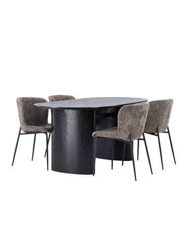 Matgrupp Isolde med Modesto matstolar, 180 × 90 cm