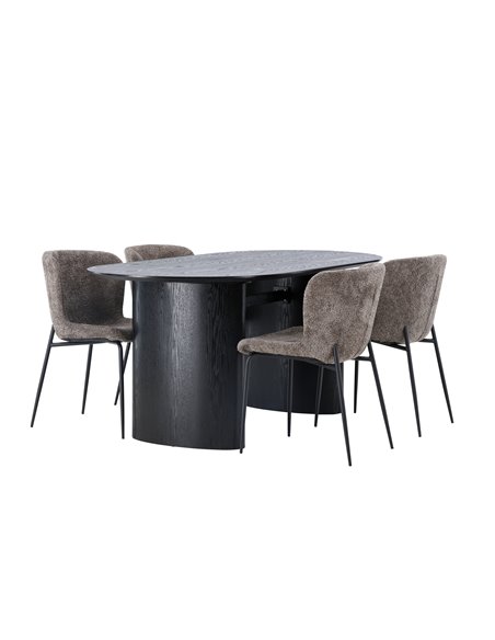 Matgrupp Isolde med Modesto matstolar, 180 × 90 cm