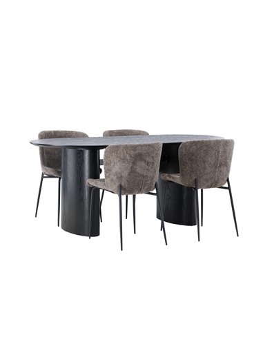 Matgrupp Isolde med Modesto matstolar, 180 × 90 cm