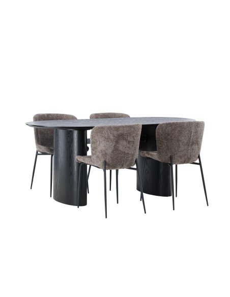 Matgrupp Isolde med Modesto matstolar, 180 × 90 cm