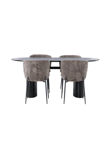 Matgrupp Isolde med Modesto matstolar, 180 × 90 cm