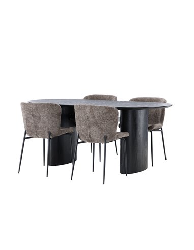 Matgrupp Isolde med Modesto matstolar, 180 × 90 cm