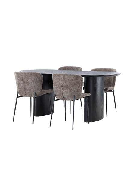 Matgrupp Isolde med Modesto matstolar, 180 × 90 cm