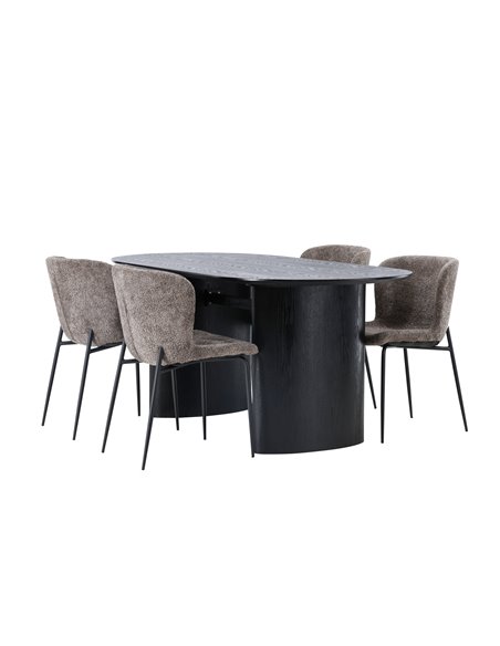 Matgrupp Isolde med Modesto matstolar, 180 × 90 cm
