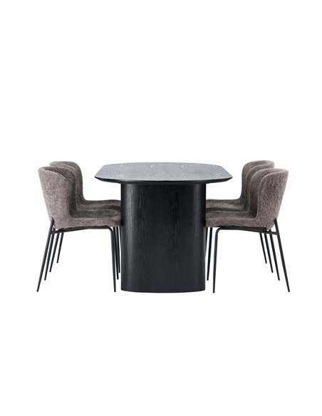 Matgrupp Isolde med Modesto matstolar, 180 × 90 cm