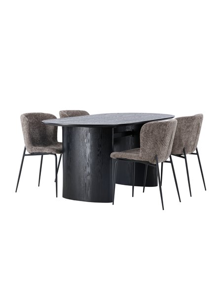 Matgrupp Isolde med Modesto matstolar, 180 × 90 cm