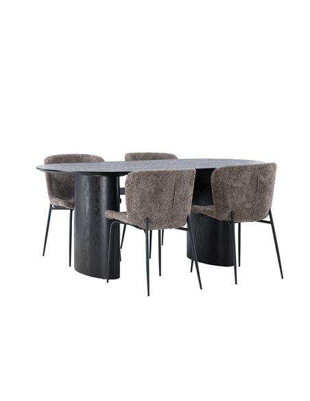 Matgrupp Isolde med Modesto matstolar, 180 × 90 cm