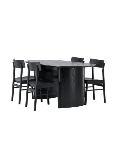 Matgrupp Isolde med Montros matstolar, 180 × 90 cm