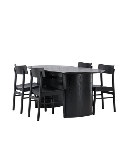 Matgrupp Isolde med Montros matstolar, 180 × 90 cm