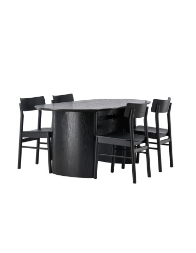 Matgrupp Isolde med Montros matstolar, 180 × 90 cm