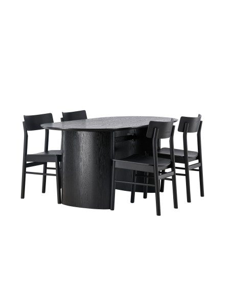 Matgrupp Isolde med Montros matstolar, 180 × 90 cm