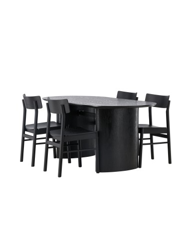 Matgrupp Isolde med Montros matstolar, 180 × 90 cm