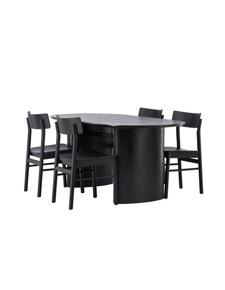 Matgrupp Isolde med Montros matstolar, 180 × 90 cm