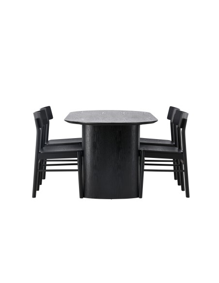 Matgrupp Isolde med Montros matstolar, 180 × 90 cm