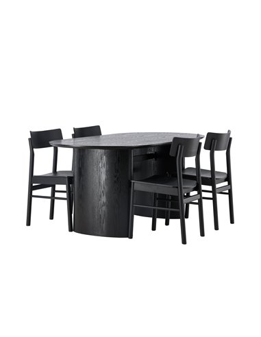 Matgrupp Isolde med Montros matstolar, 180 × 90 cm