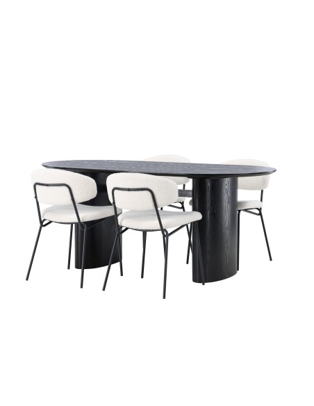 Matgrupp Isolde med Chico matstolar, 180 × 90 cm