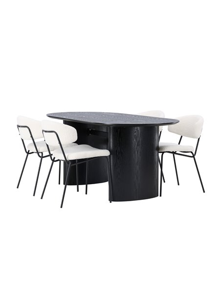 Matgrupp Isolde med Chico matstolar, 180 × 90 cm