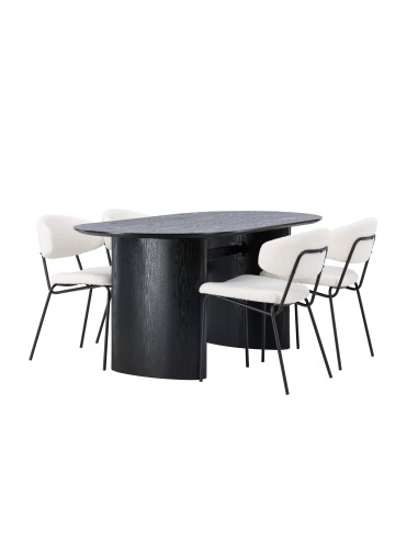 Matgrupp Isolde med Chico matstolar, 180 × 90 cm