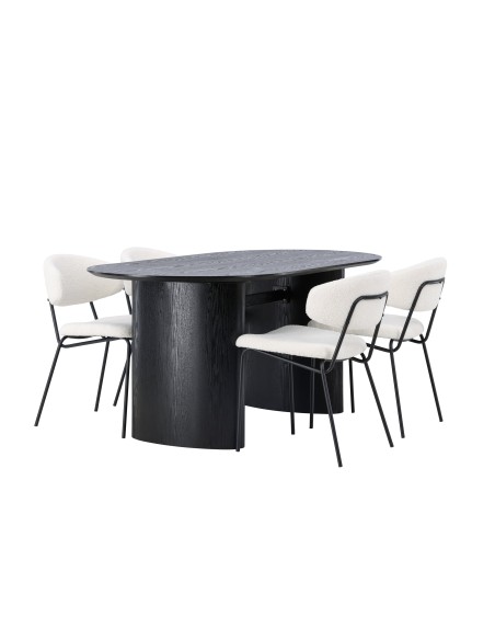 Matgrupp Isolde med Chico matstolar, 180 × 90 cm