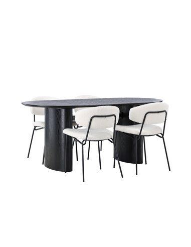 Matgrupp Isolde med Chico matstolar, 180 × 90 cm
