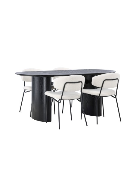 Matgrupp Isolde med Chico matstolar, 180 × 90 cm