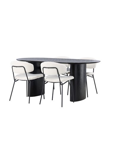 Matgrupp Isolde med Chico matstolar, 180 × 90 cm
