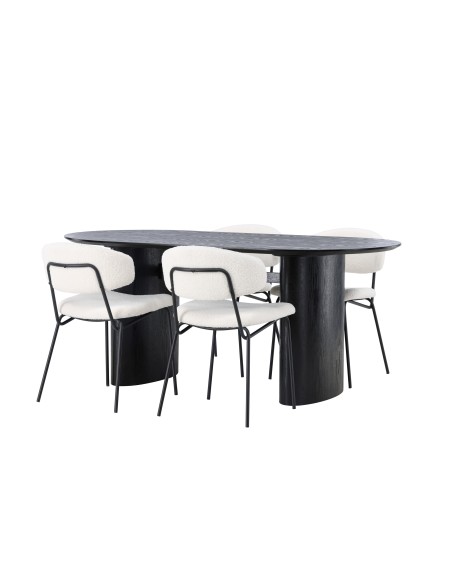 Matgrupp Isolde med Chico matstolar, 180 × 90 cm