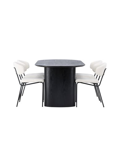 Matgrupp Isolde med Chico matstolar, 180 × 90 cm