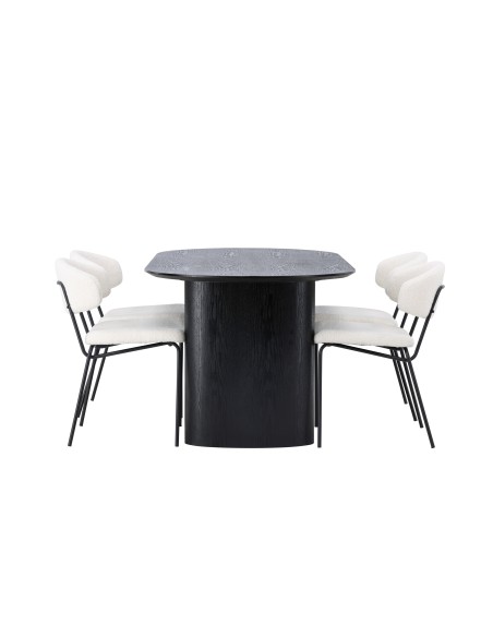 Matgrupp Isolde med Chico matstolar, 180 × 90 cm
